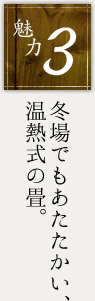 冬場でもあたたかい、温熱式の畳。